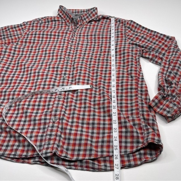 Eddie Bauer Flannel Shirt Plaid Button Red Grey Gorp Outdoor Grunge Western Fall - Picture 10 of 13